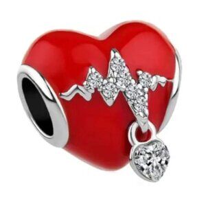 Red Heart Sterling Silver compatible with Pandora